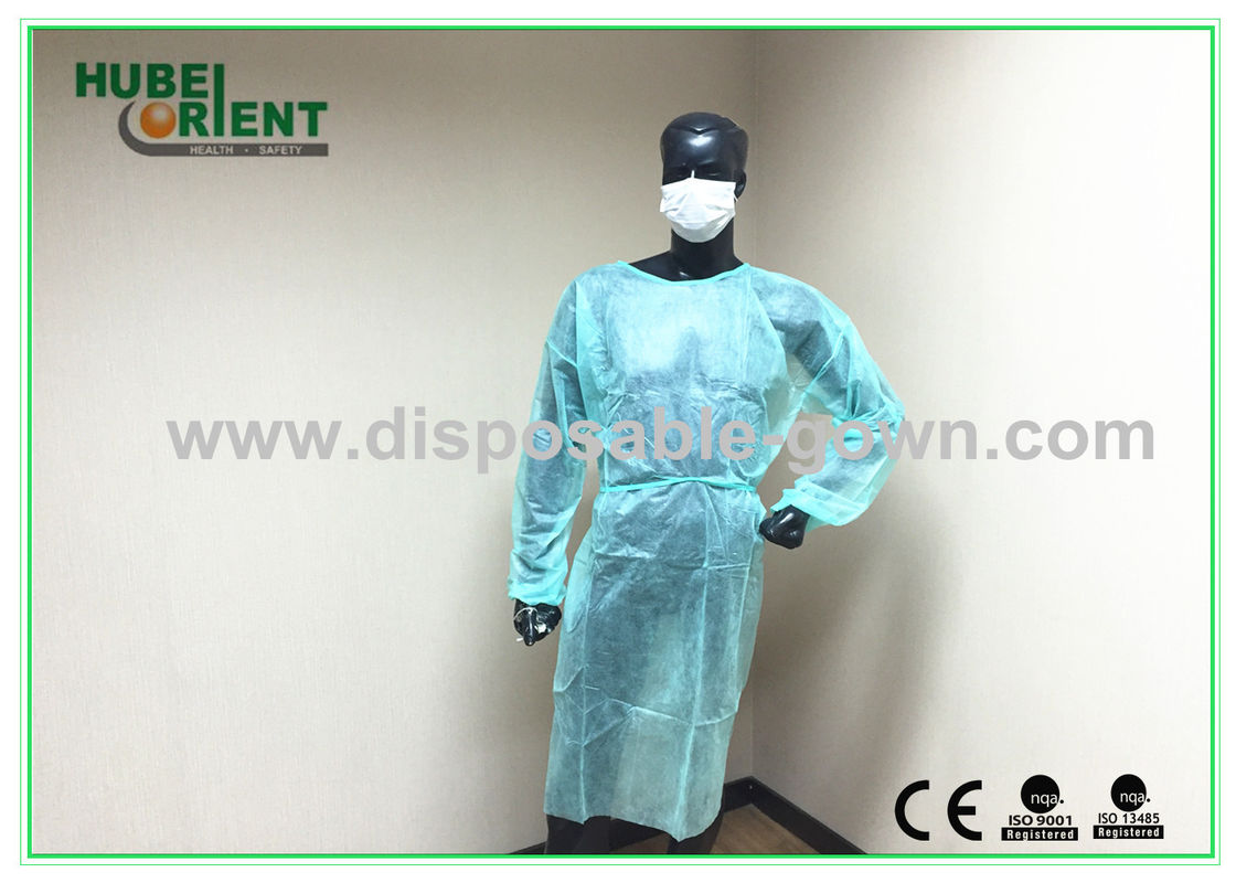 Single Use Long Sleeve Isolation Gown 40g/m2 With Elastic Wrist For Medical Use