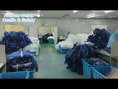 Vestuário de trabalho não tecido de tipo 5 revestimento descartável com capuz e cobertor de pés para proteger o corpo