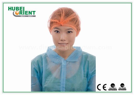 Orange Soft Non-woven Disposable Medical Use Caps With Double Elastic For Hospital